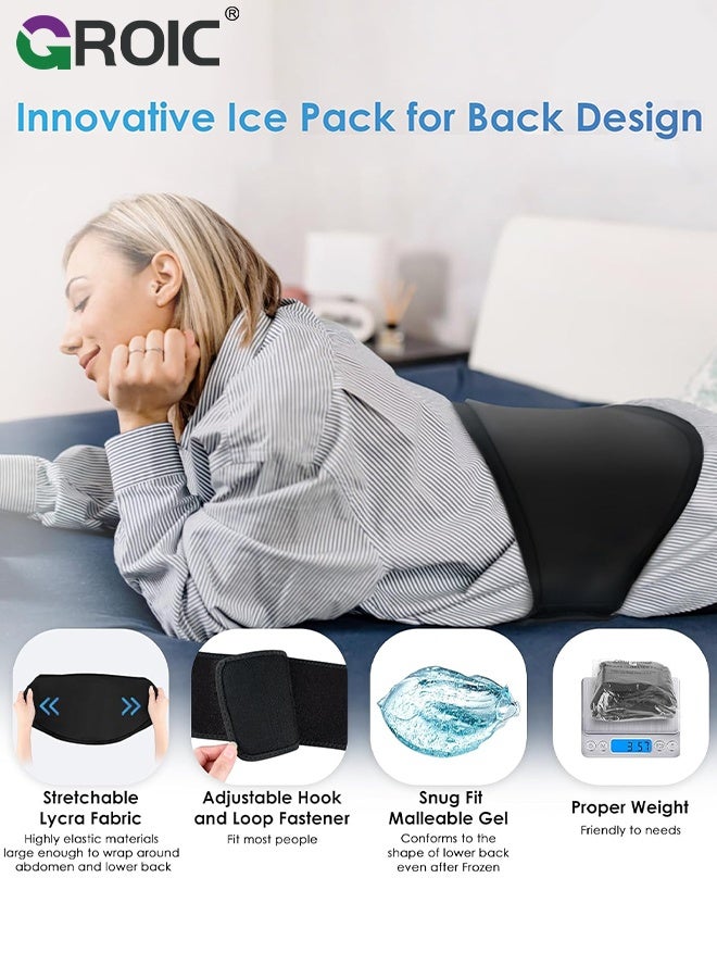 GROIC Back Ice Pack Wrap, Magic Gel Ice Pack for Back Pain Relief, Lower Back Ice Pack Wrap for Hot Cold Therapy,  Relief for Lower Lumbar, Sciatic Nerve, Herniated or Degenerative Disc, Coccyx, Tailbone Pain - Image 4